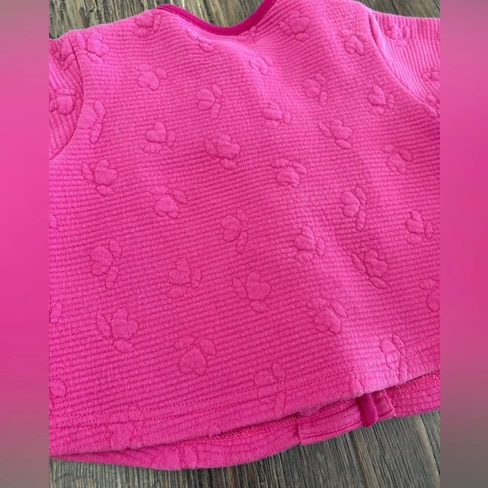 Gymboree Rainbow Tag Pink Cardigan Sweater Girls X-Small Heart Flowers Vtg